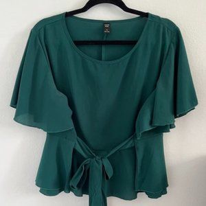 SHEIN Plus Butterfly Sleeve Tie Front Blouse